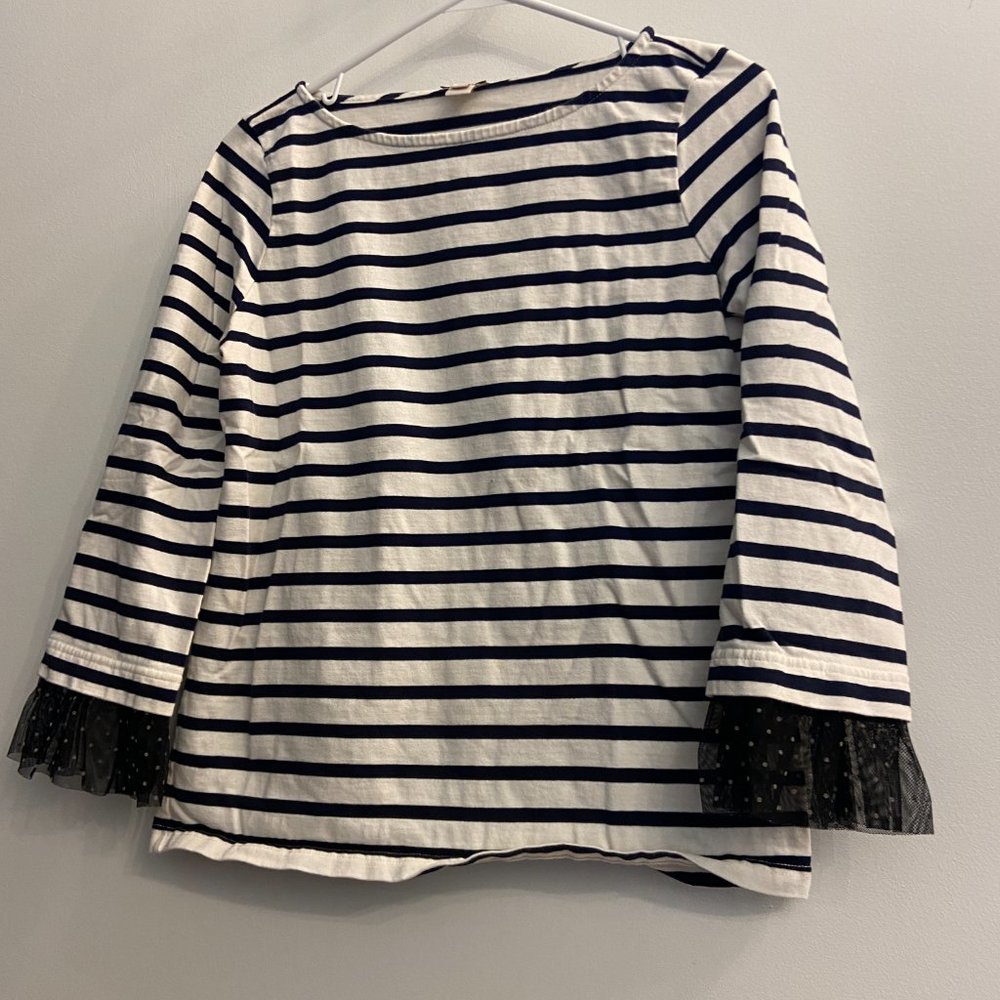 JCrew S Striped Shirt with Ruffle Sleeve - Picture 9 of 9